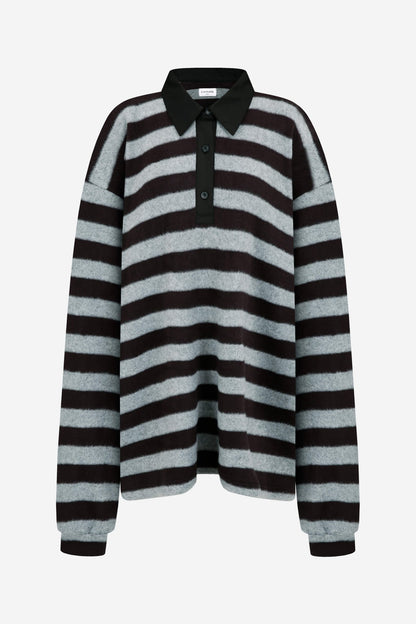 24FW angora collar striped t-shirt - THE BASE