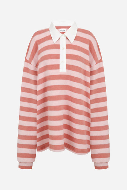 24FW angora collar striped t-shirt - THE BASE