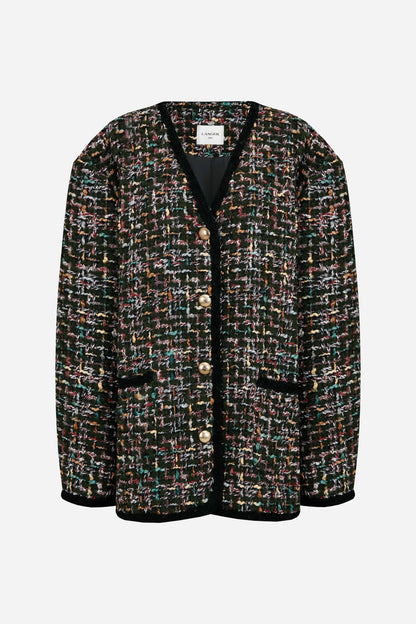 24FW berry mix tweed single jacket - THE BASE