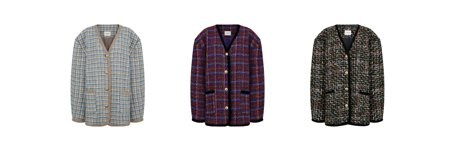 24FW berry mix tweed single jacket - THE BASE