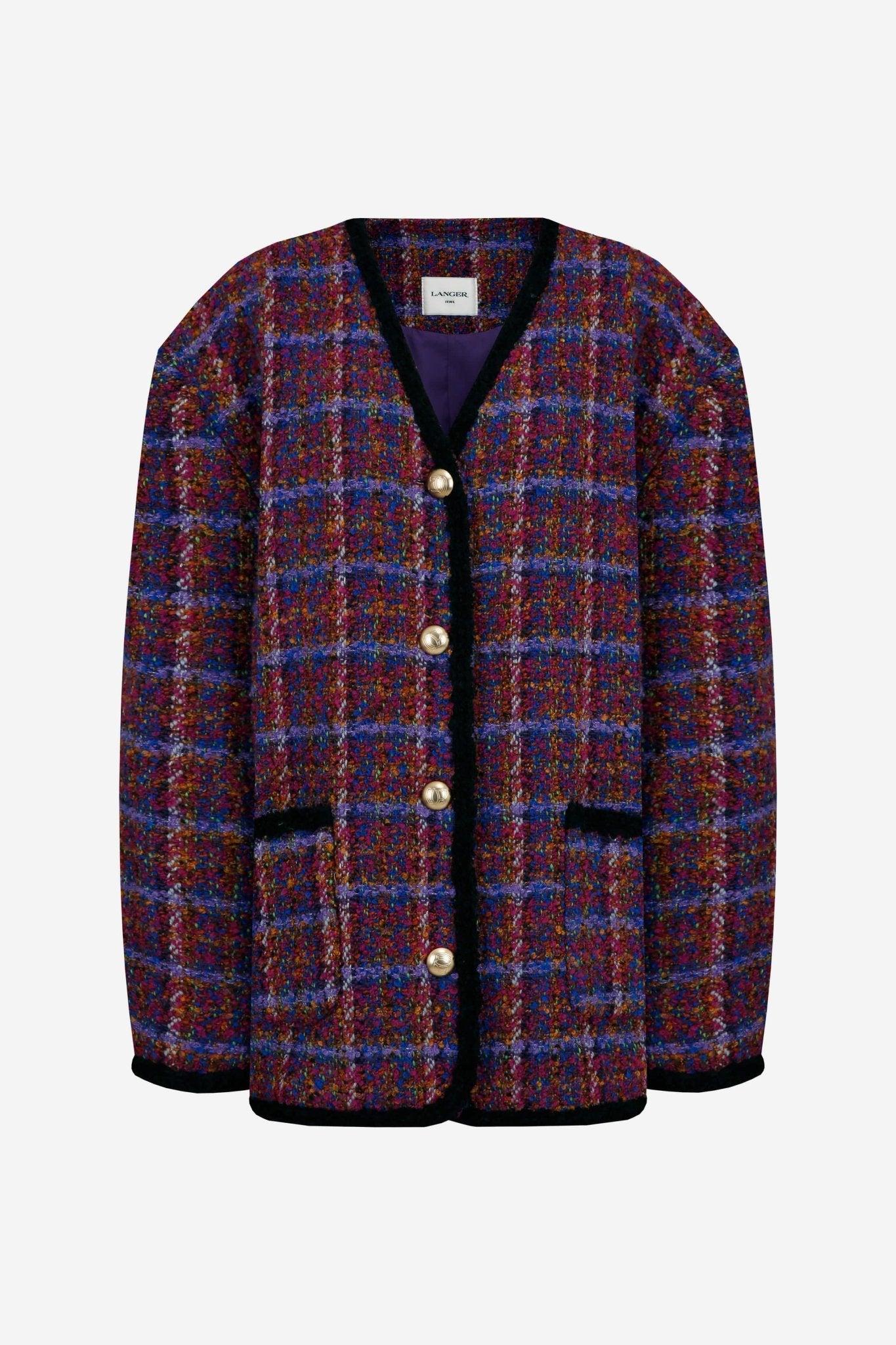 24FW berry mix tweed single jacket - THE BASE