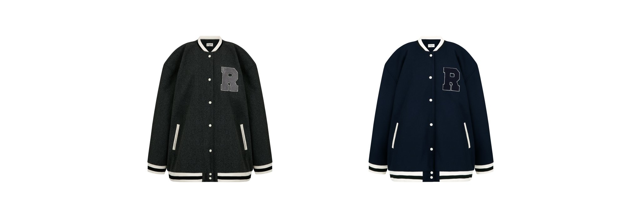 24FW boucle R embroidery baseball jumper - THE BASE