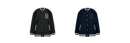 24FW boucle R embroidery baseball jumper - THE BASE