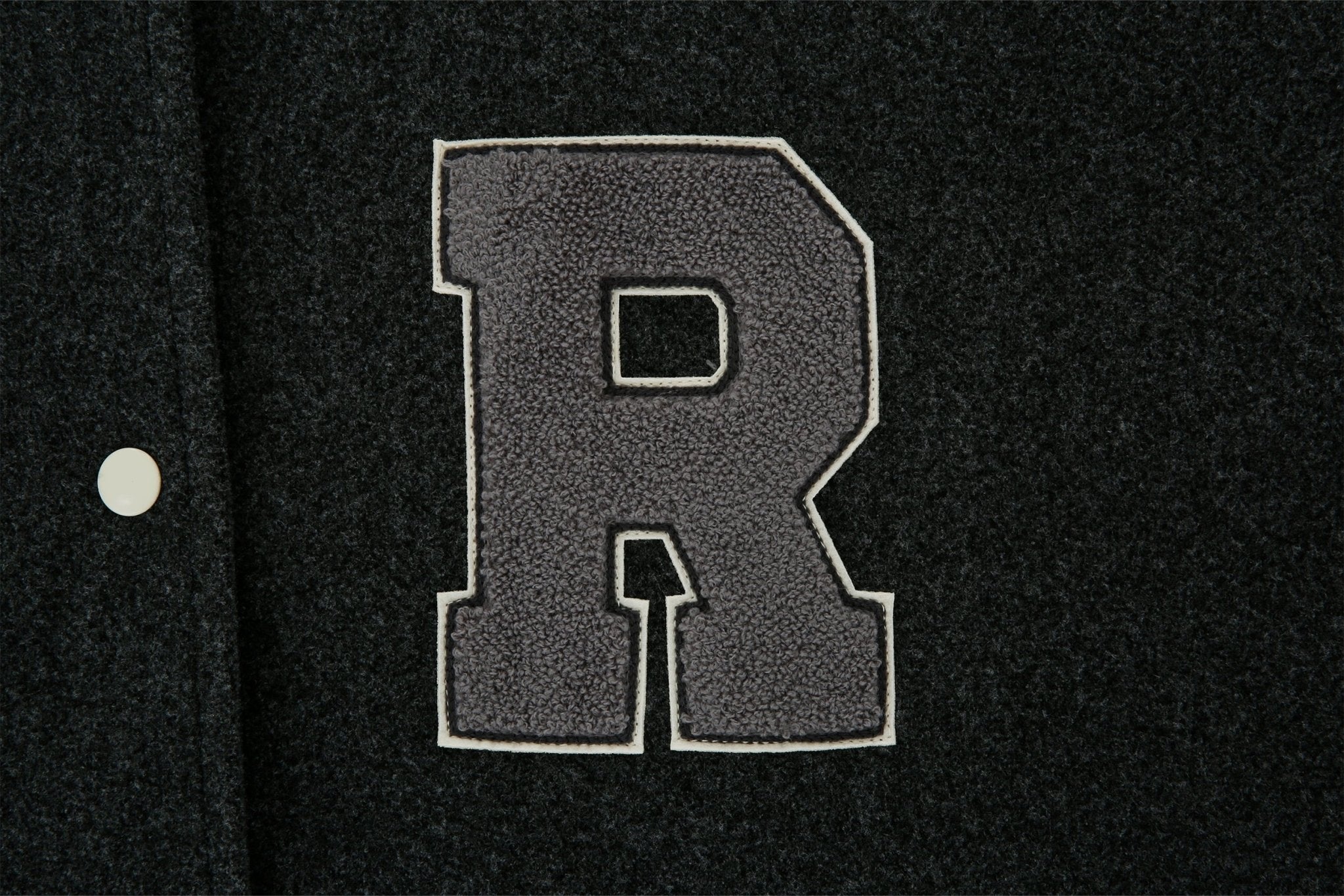 24FW boucle R embroidery baseball jumper - THE BASE