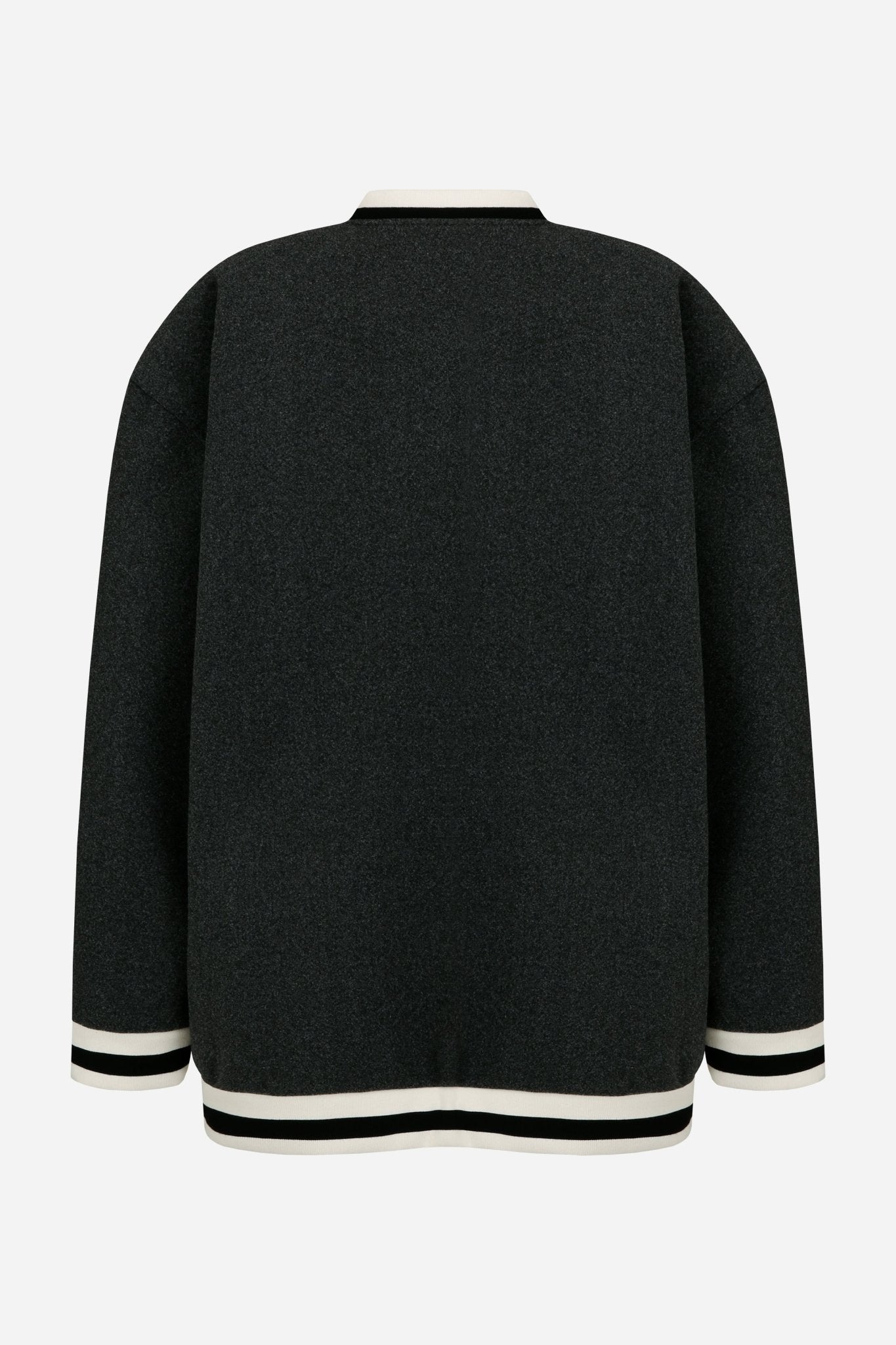 24FW boucle R embroidery baseball jumper - THE BASE