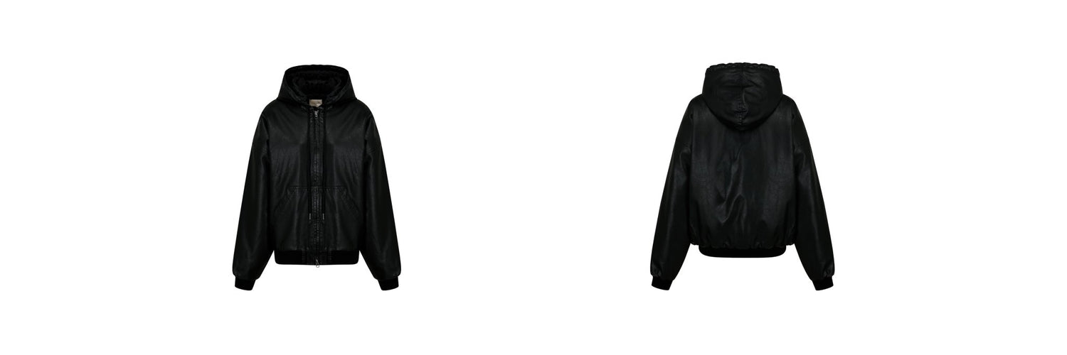 24FW faux leather hoodie jumper - THE BASE