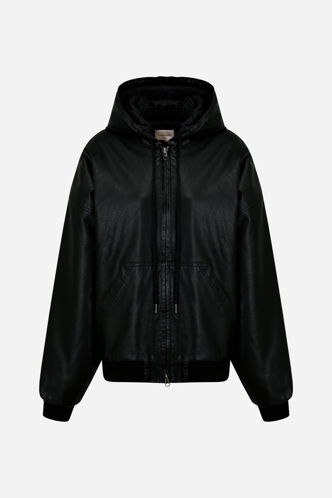 24FW faux leather hoodie jumper - THE BASE