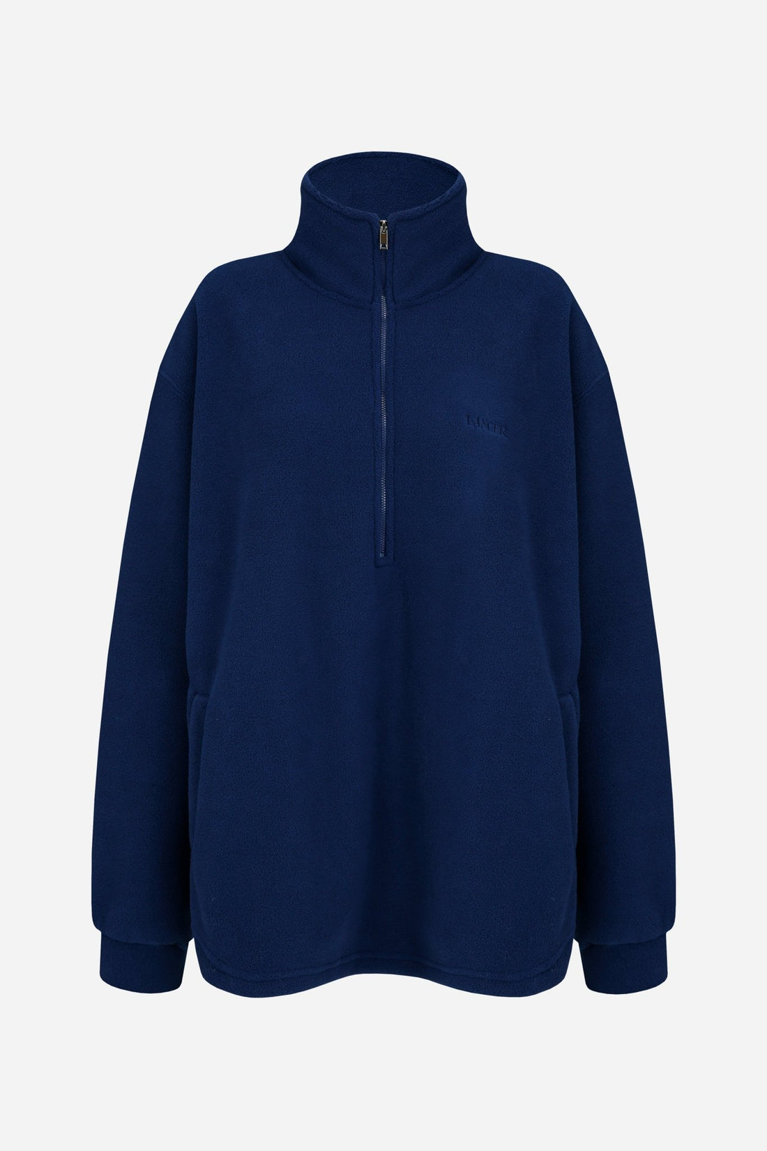 24FW fleece embroidery half zip - up t-shirt - THE BASE