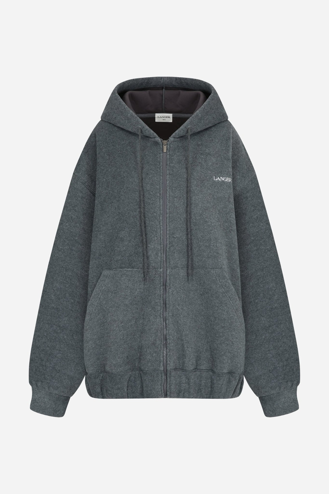 24FW fleece storm embroidered hoodie zip - up - THE BASE