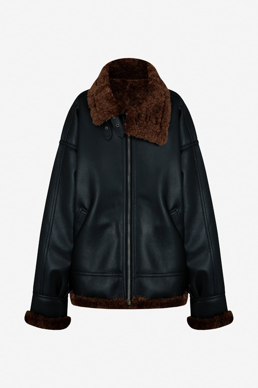 24FW fur point mustang leather jumper - THE BASE