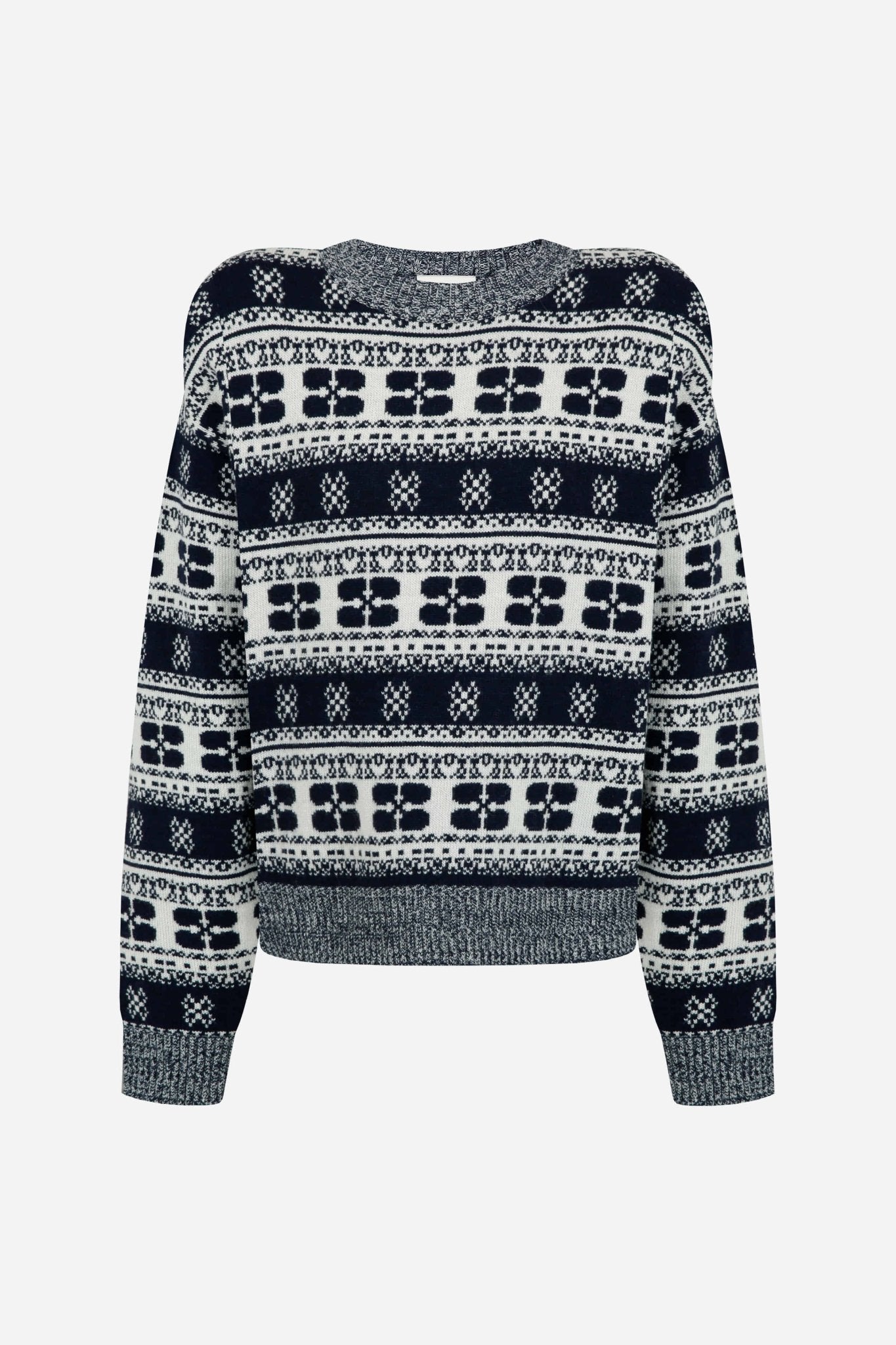 24FW jacquard padded knitted sweater - THE BASE