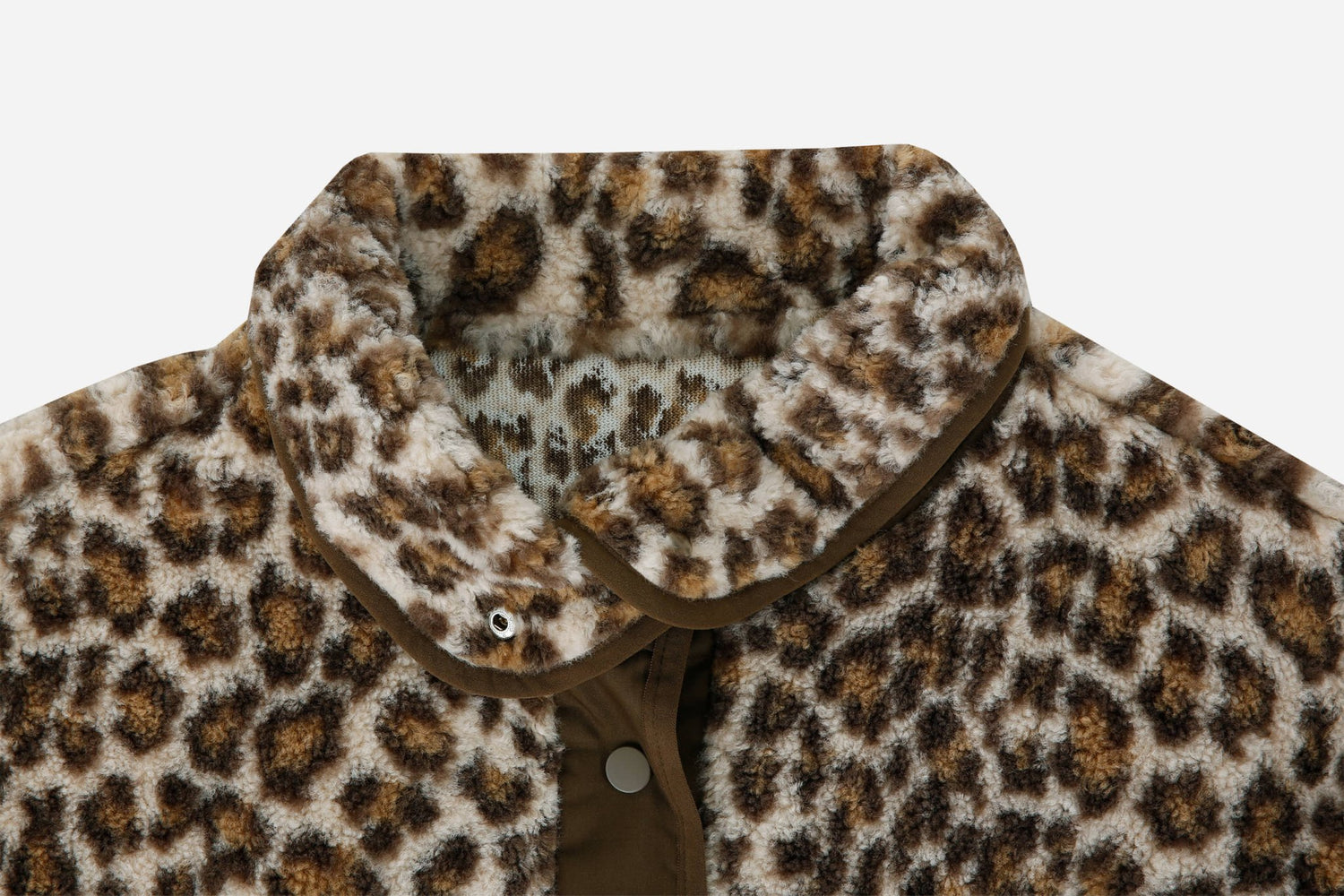 24FW leopard print fleece zip - up - THE BASE