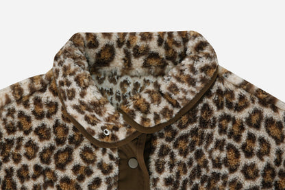 24FW leopard print fleece zip - up - THE BASE