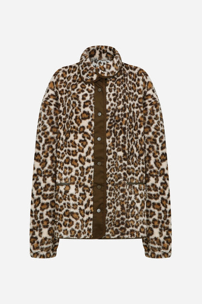 24FW leopard print fleece zip - up - THE BASE