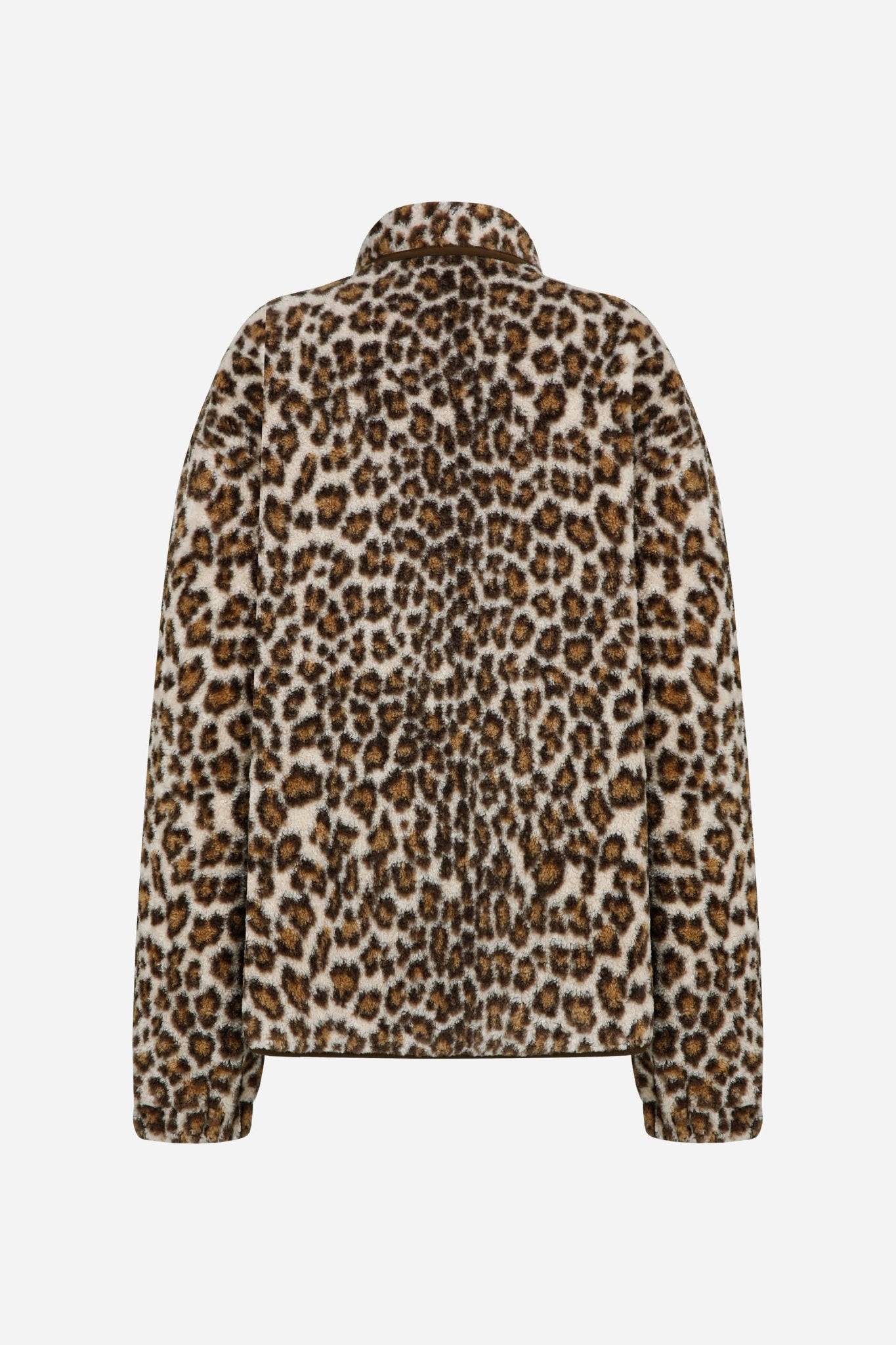 24FW leopard print fleece zip - up - THE BASE