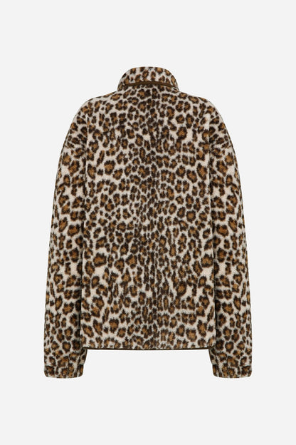 24FW leopard print fleece zip - up - THE BASE