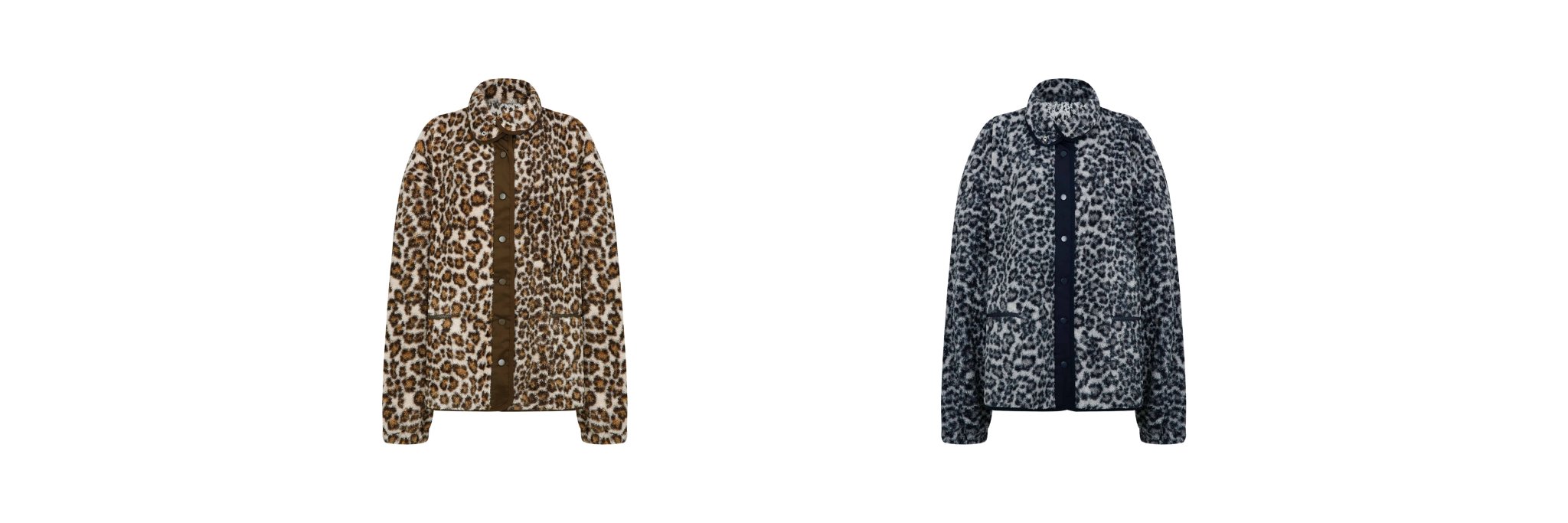 24FW leopard print fleece zip - up - THE BASE