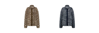 24FW leopard print fleece zip - up - THE BASE