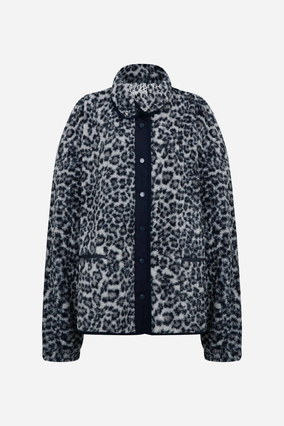 24FW leopard print fleece zip - up - THE BASE