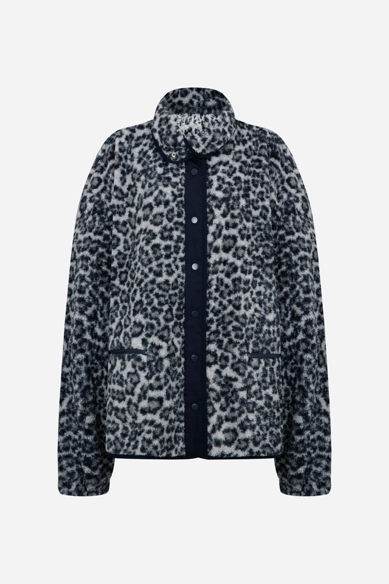 24FW leopard print fleece zip - up - THE BASE