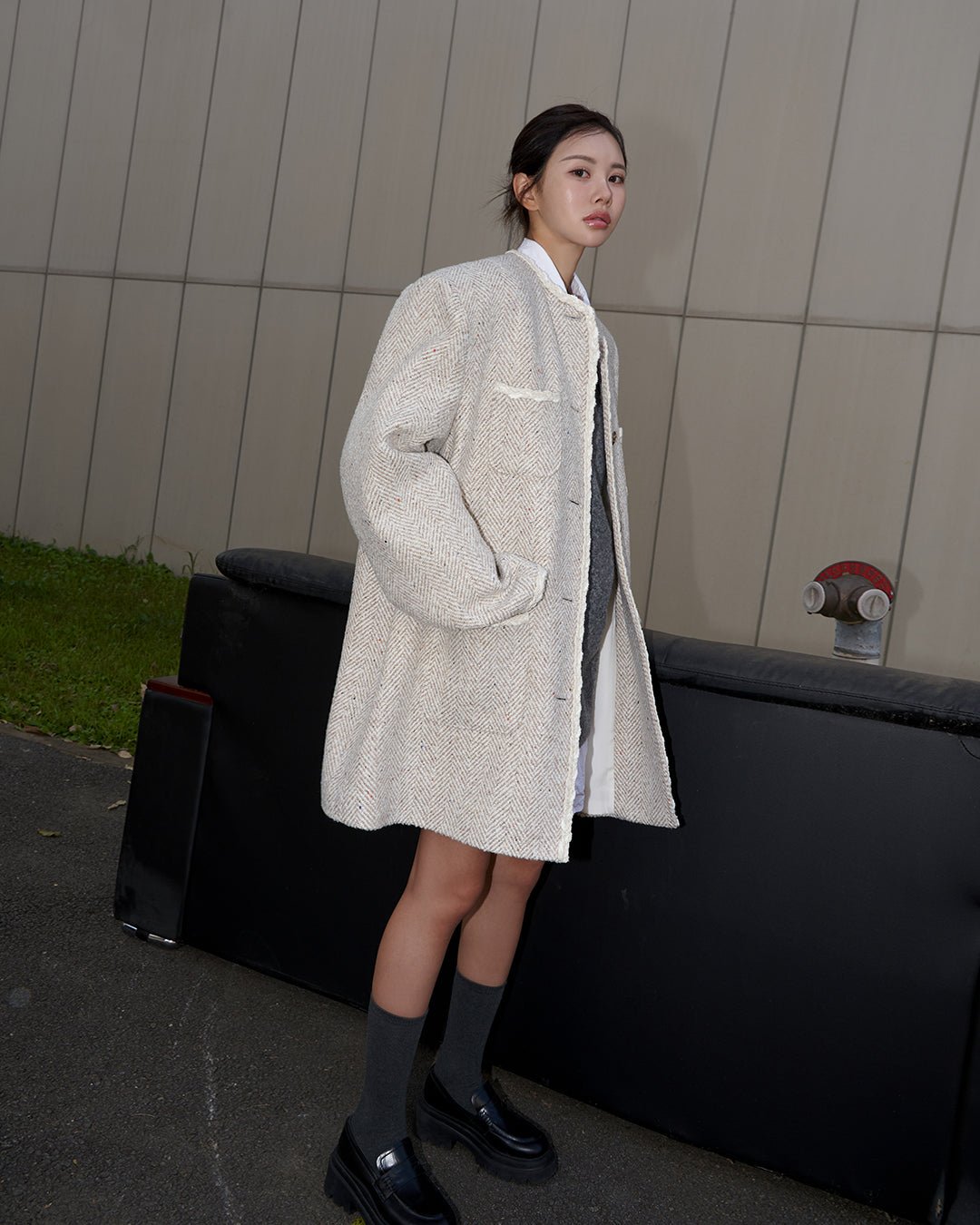 24FW ring ring four pocket tweed coat - THE BASE