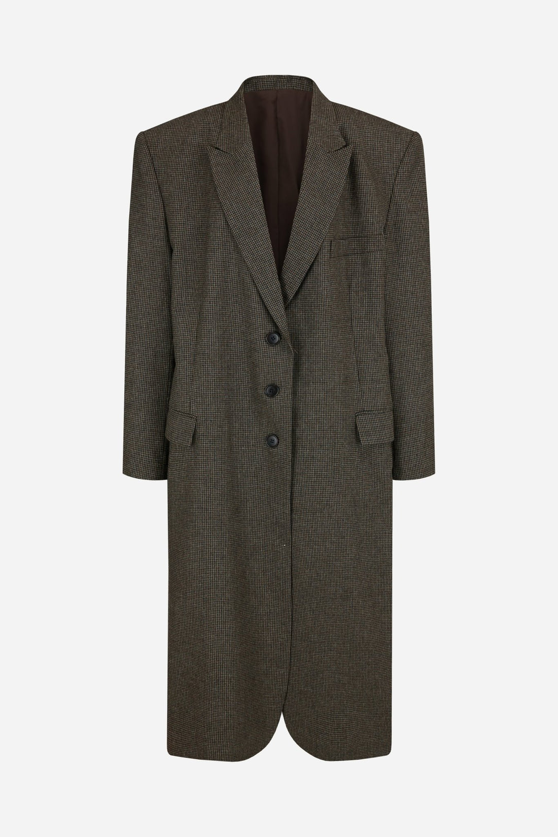 24FW solid mini check long coat - THE BASE