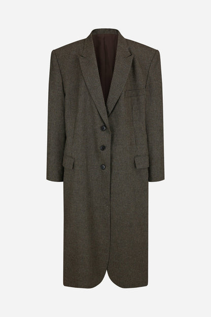 24FW solid mini check long coat - THE BASE