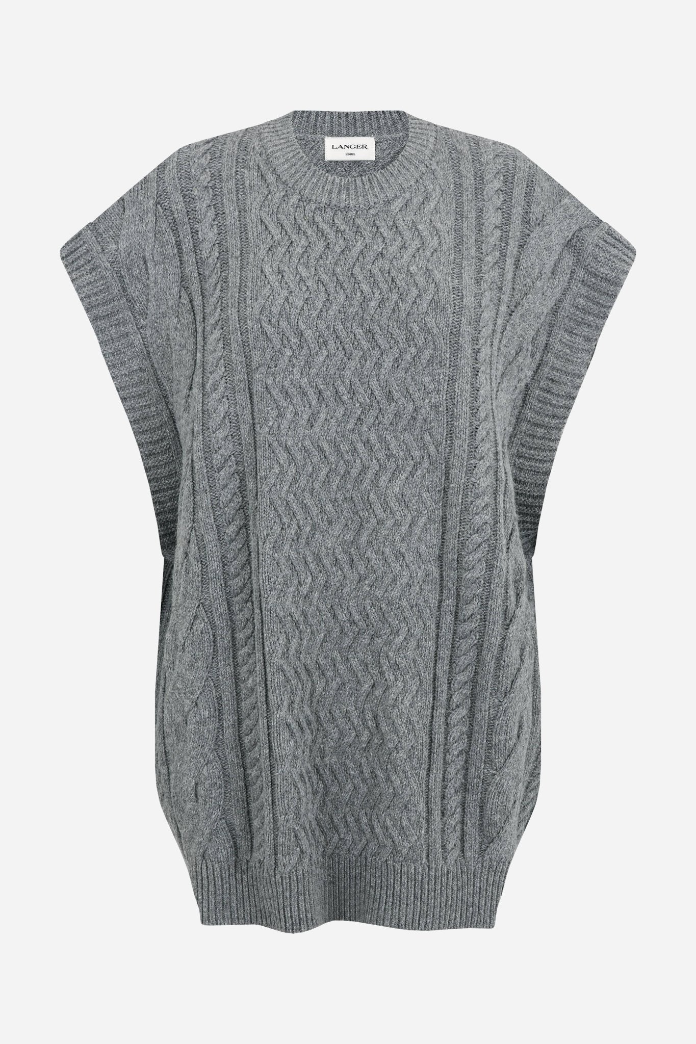 cable boxy knit vest - THE BASE