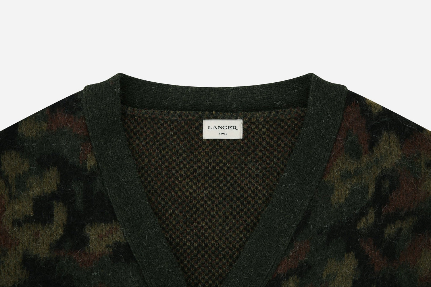 Camouflage hairy knit cardigan - THE BASE