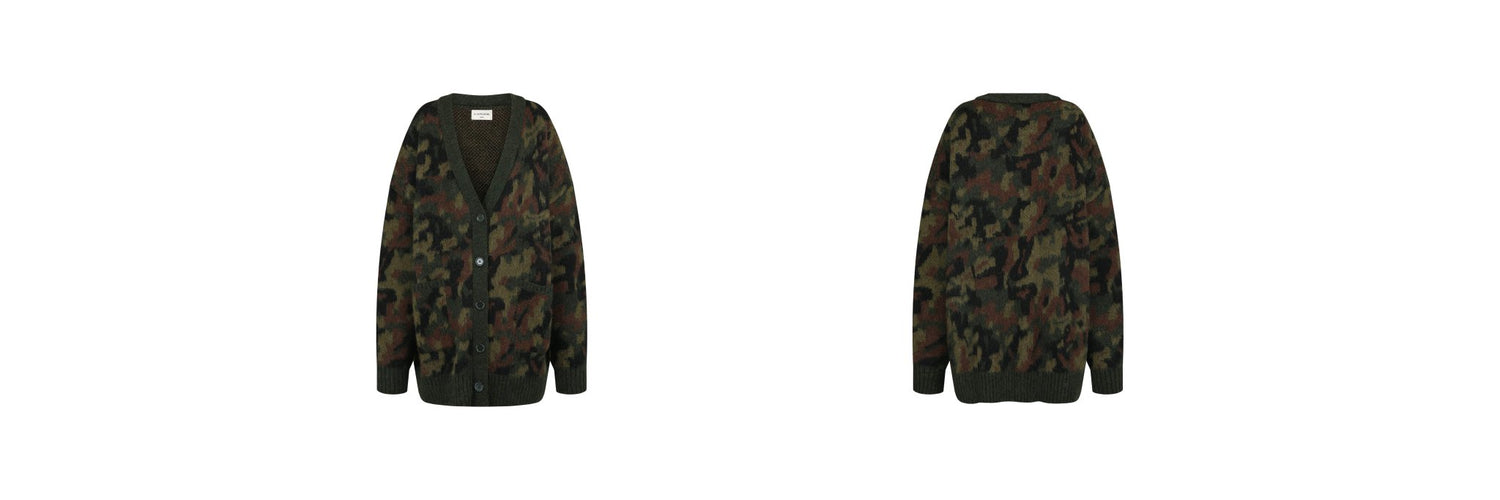 Camouflage hairy knit cardigan - THE BASE