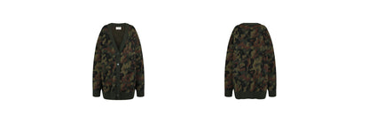 Camouflage hairy knit cardigan - THE BASE