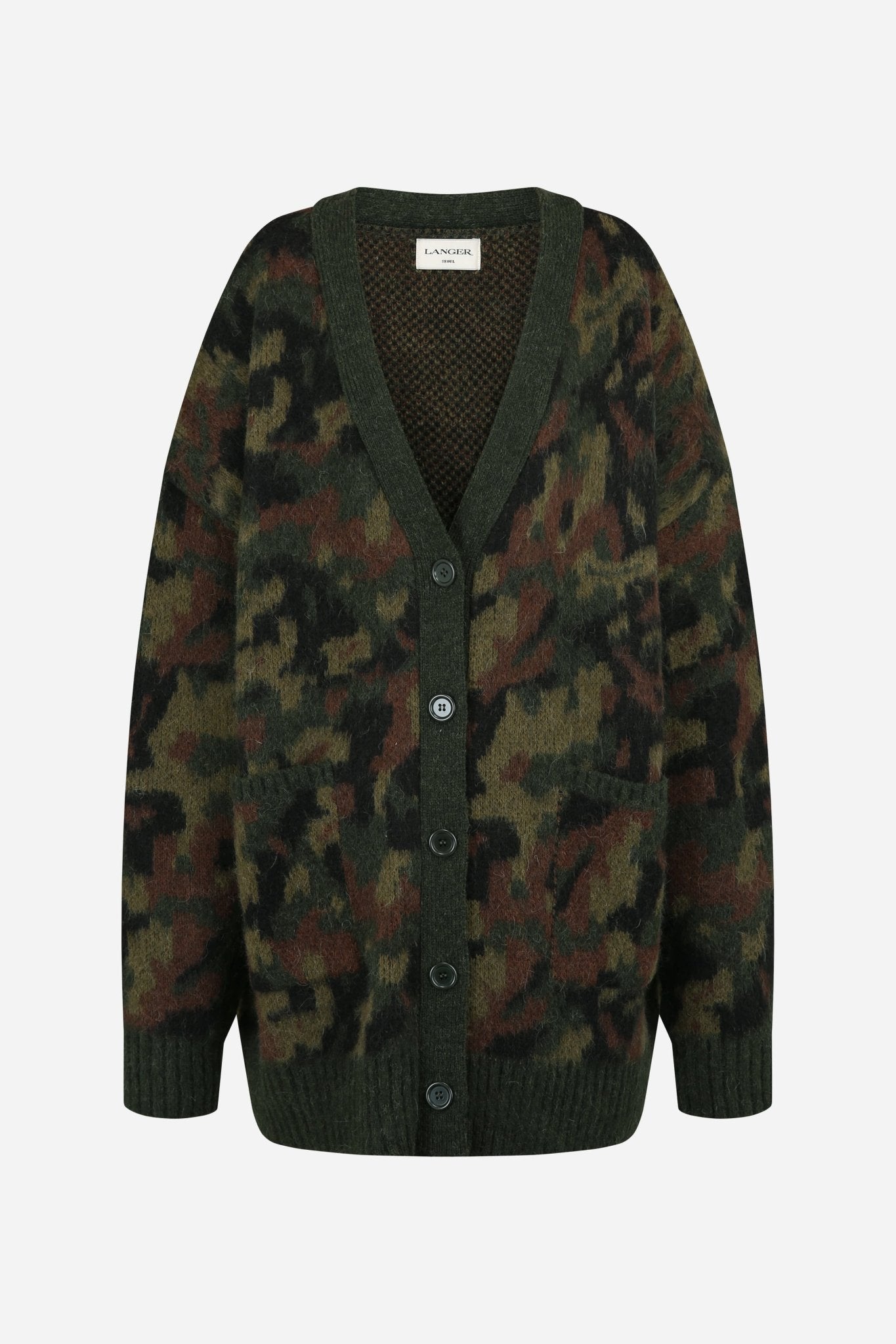 Camouflage hairy knit cardigan - THE BASE