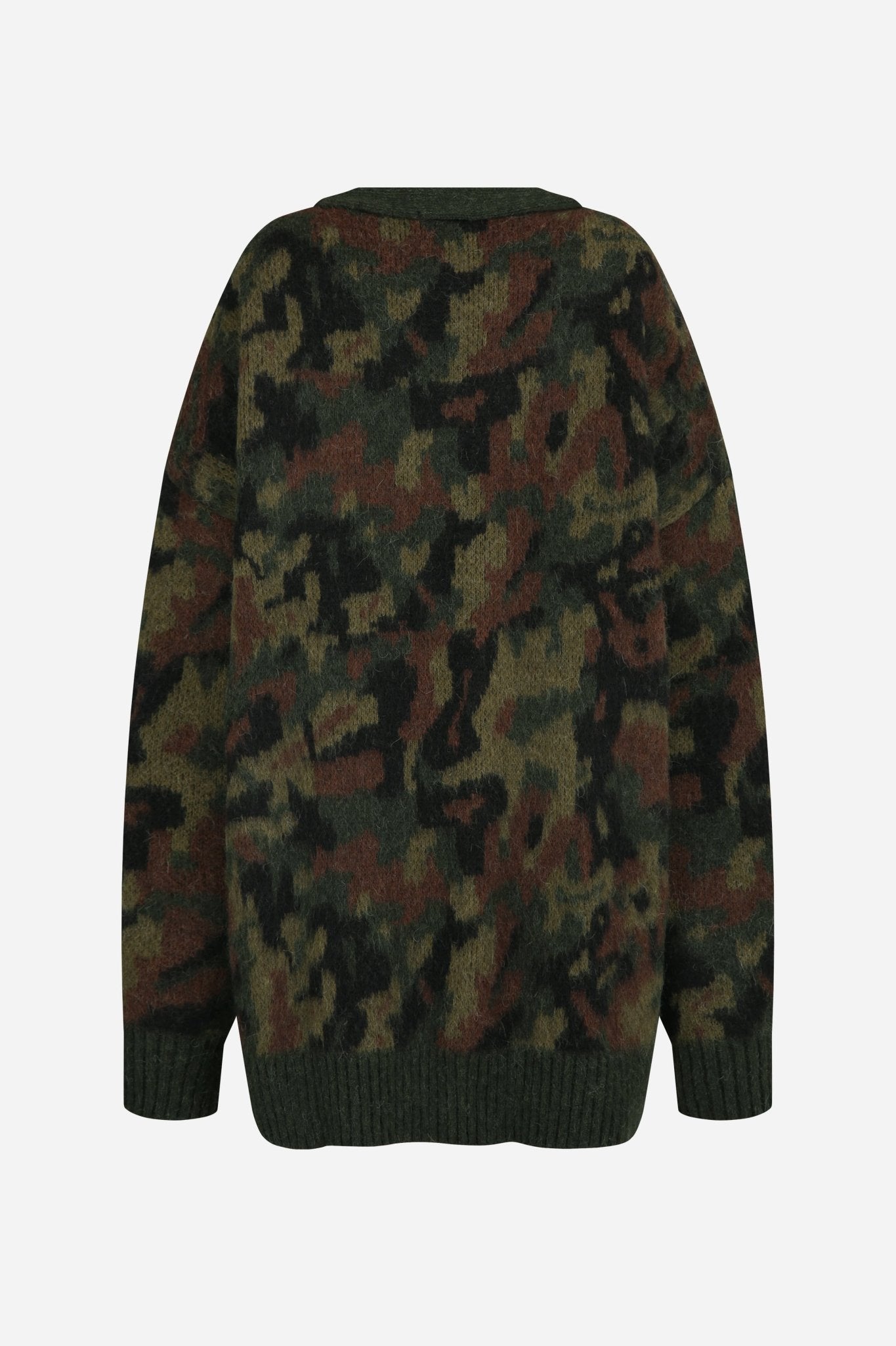 Camouflage hairy knit cardigan - THE BASE