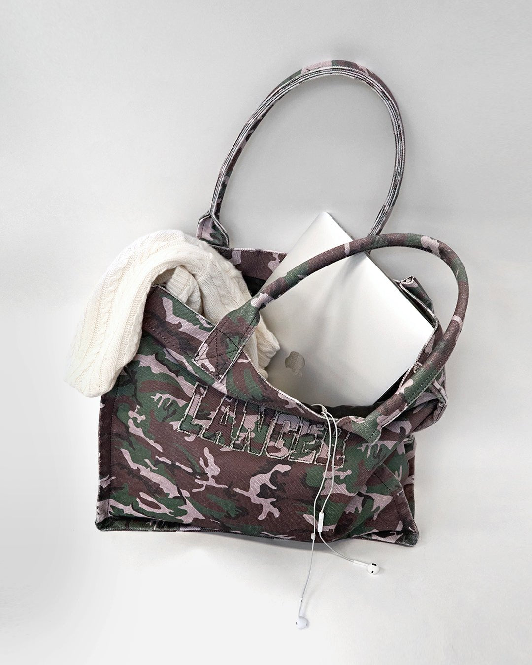 canvas camo tote bag - THE BASE