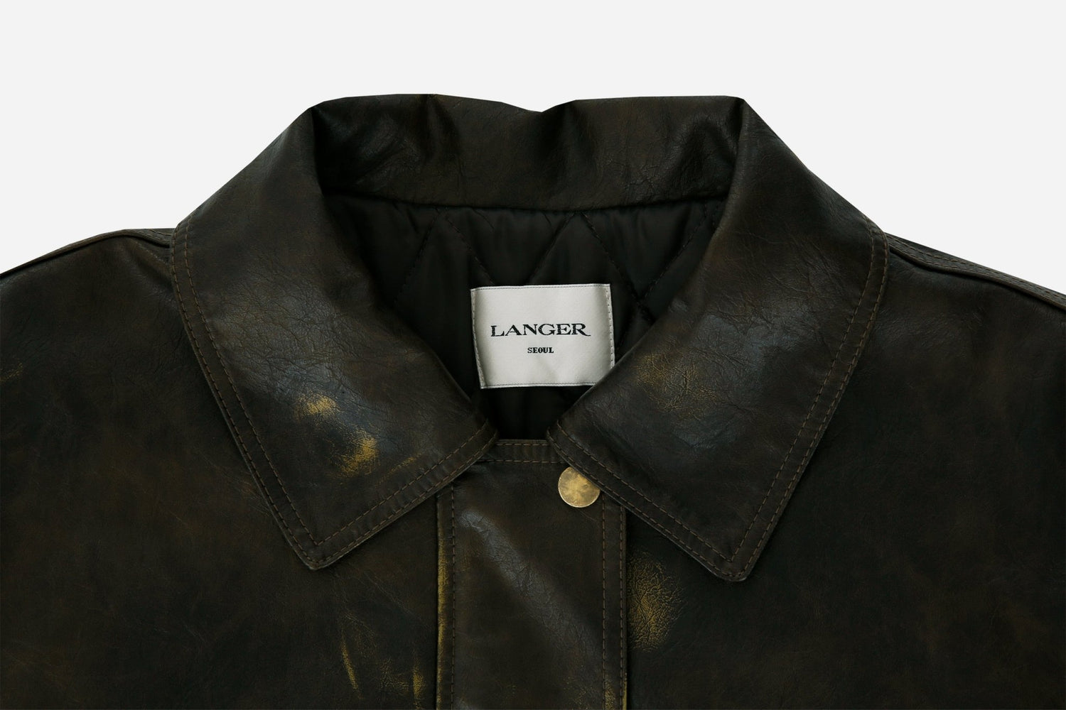 crack washed faux leather jacket - THE BASE