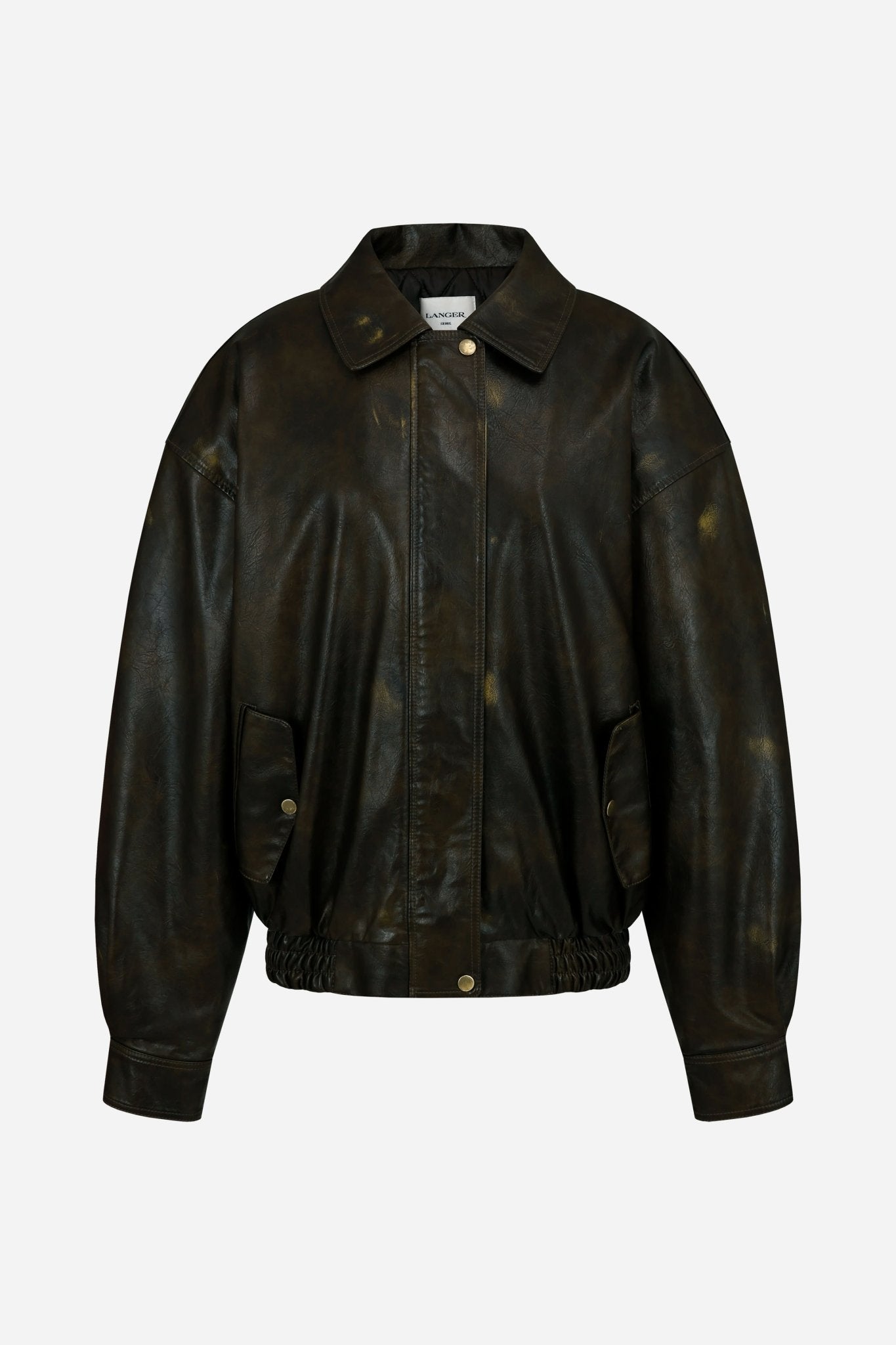 crack washed faux leather jacket - THE BASE