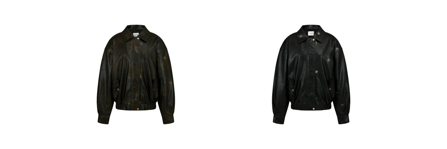 crack washed faux leather jacket - THE BASE