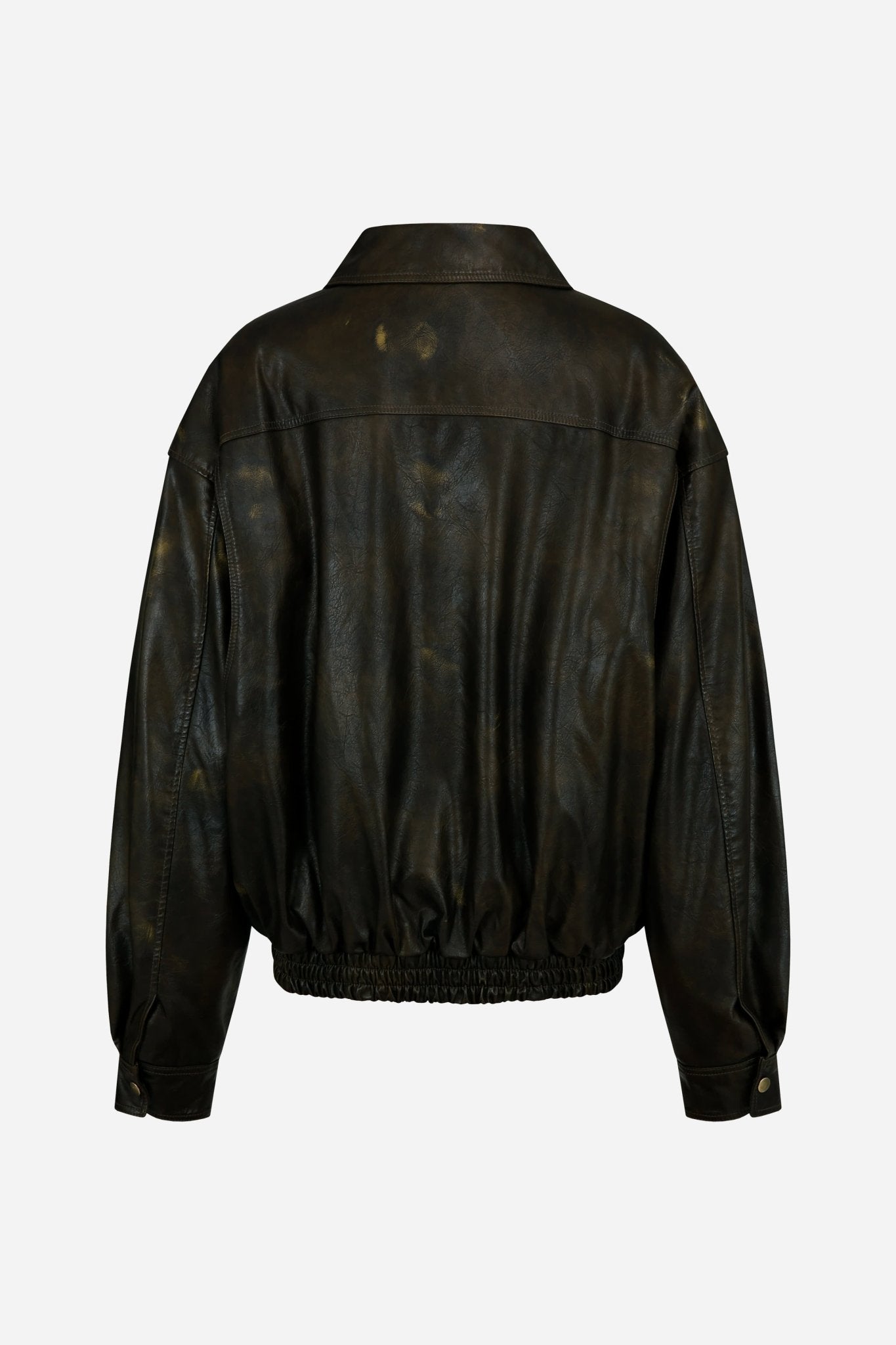 crack washed faux leather jacket - THE BASE