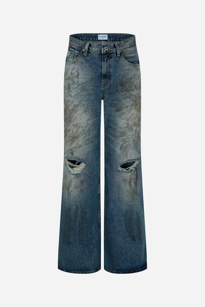 dark washed vintage flare denim jeans - THE BASE