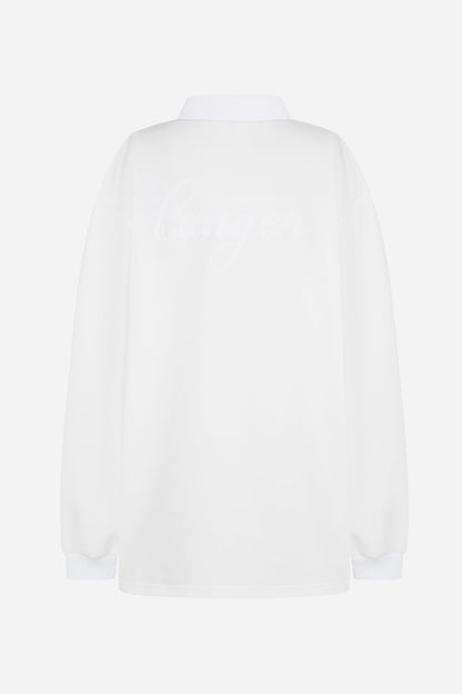 flan back embroidered collar t-shirt - THE BASE