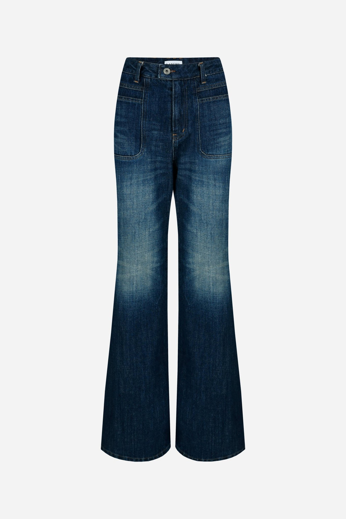 hand brushed washing flare denim jeans - THE BASE