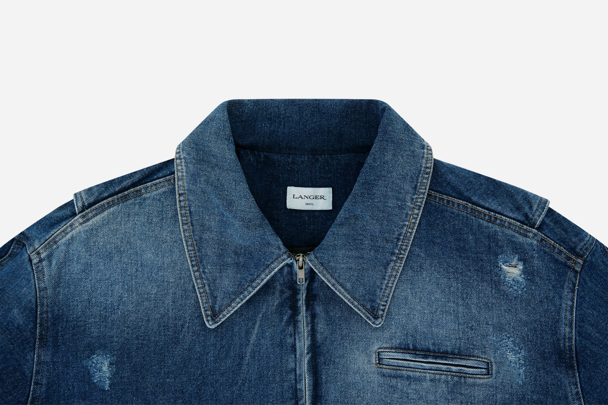 indigo blue work boxy jacket - THE BASE