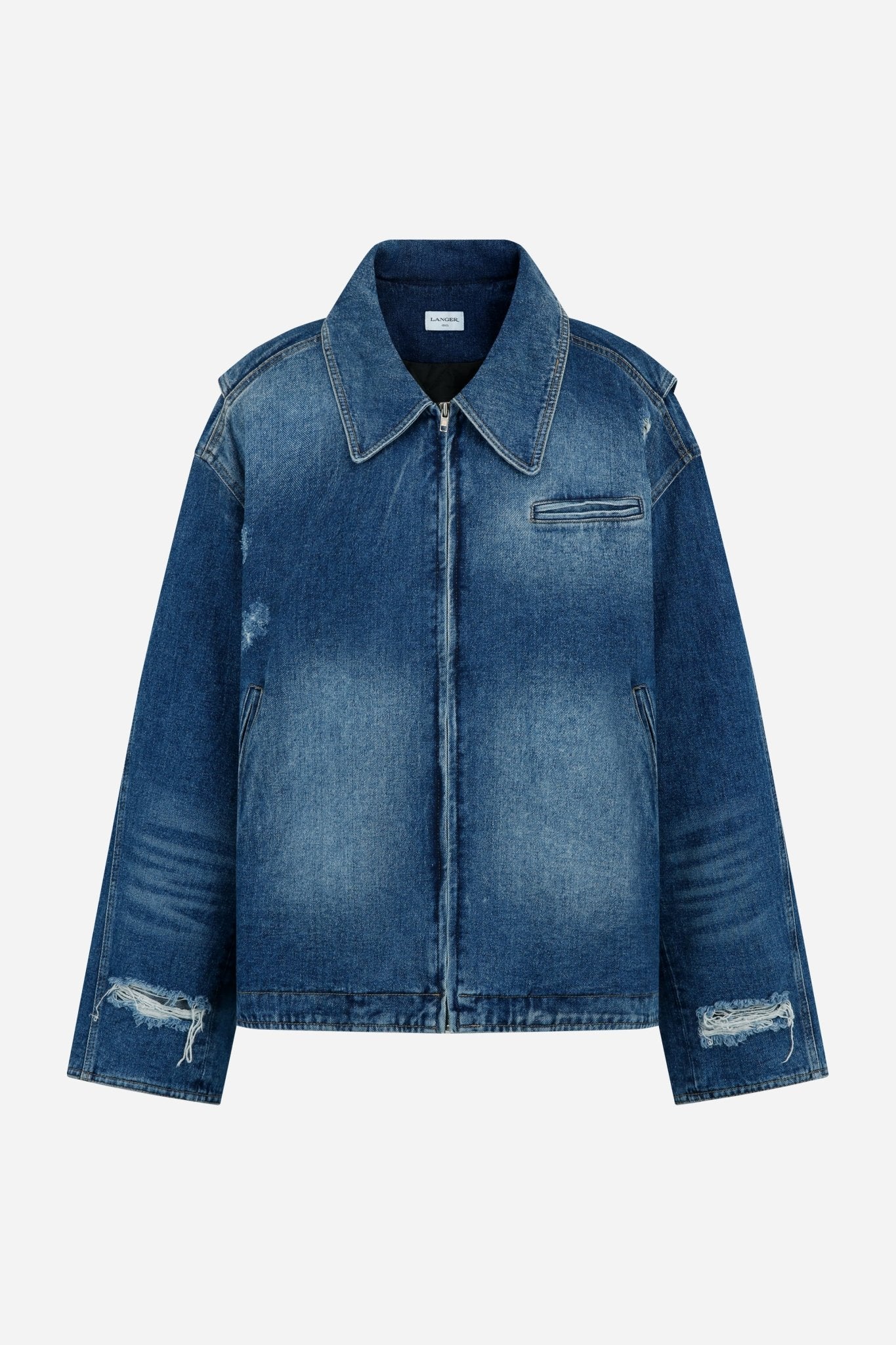 indigo blue work boxy jacket - THE BASE