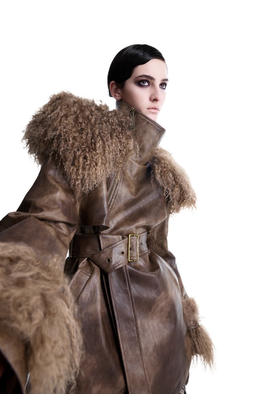 Kunswear eco - leather fur coat - THE BASE