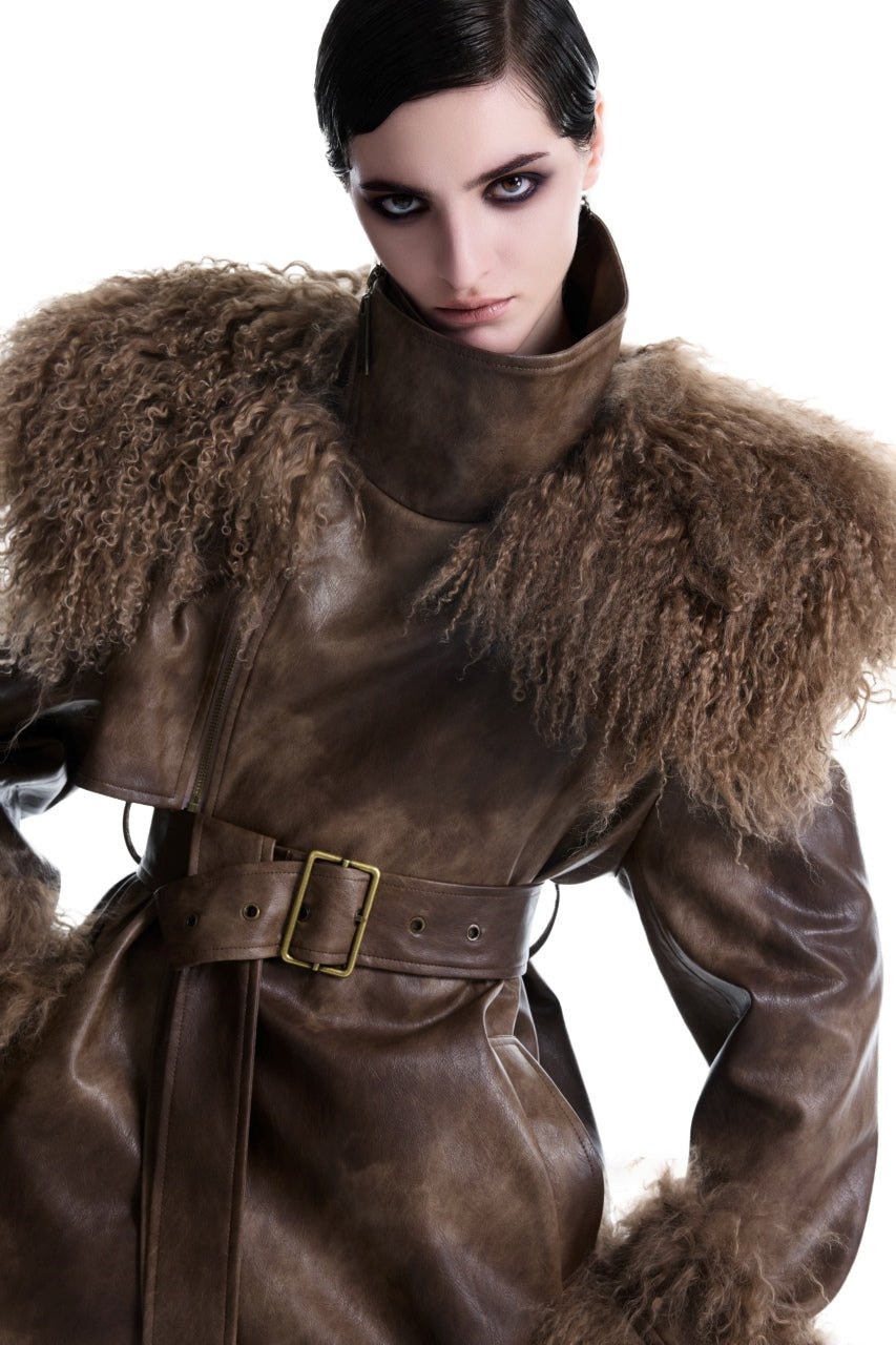 Kunswear eco - leather fur coat - THE BASE