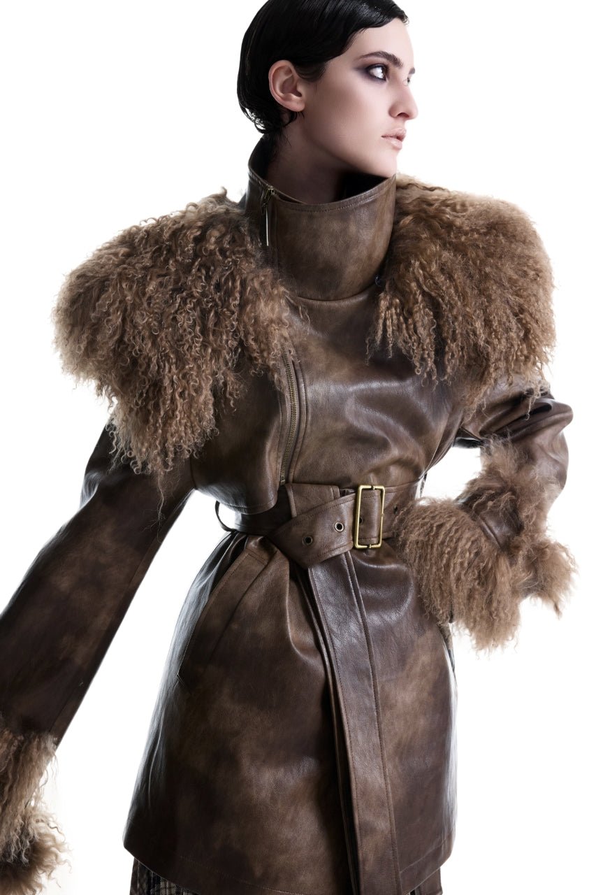 Kunswear eco - leather fur coat - THE BASE