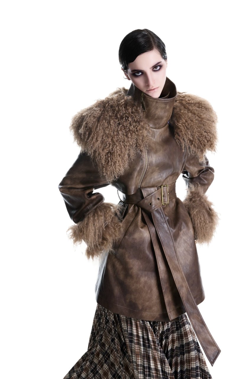 Kunswear eco - leather fur coat - THE BASE