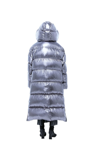 Kunswear long silver puffer coat - THE BASE