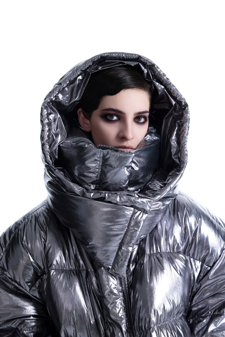 Kunswear long silver puffer coat - THE BASE