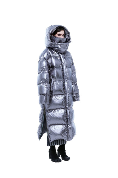 Kunswear long silver puffer coat - THE BASE